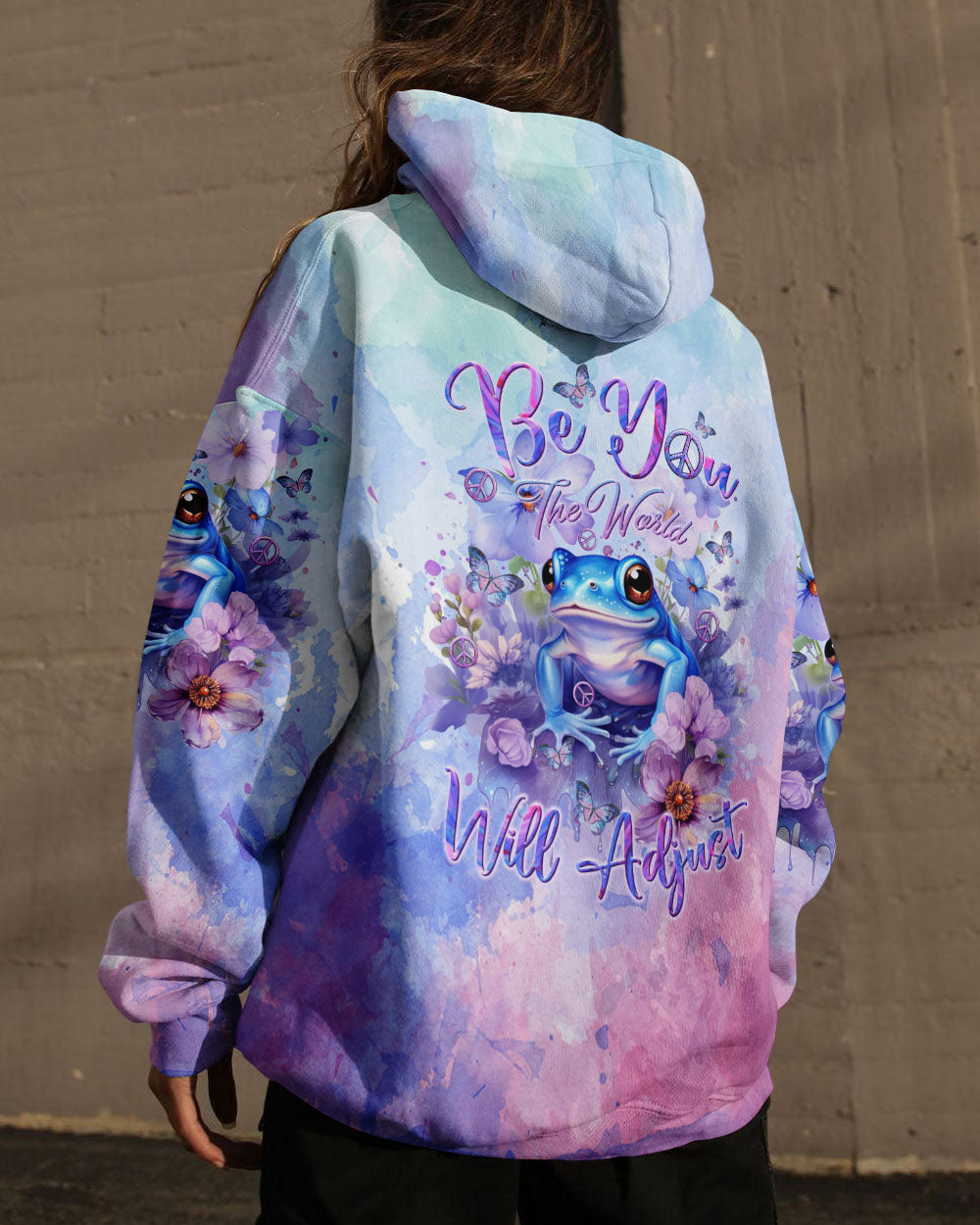 BE YOU THE WORLD WILL ADJUST FROG PURPLE ALL OVER PRINT - TLTR0712231