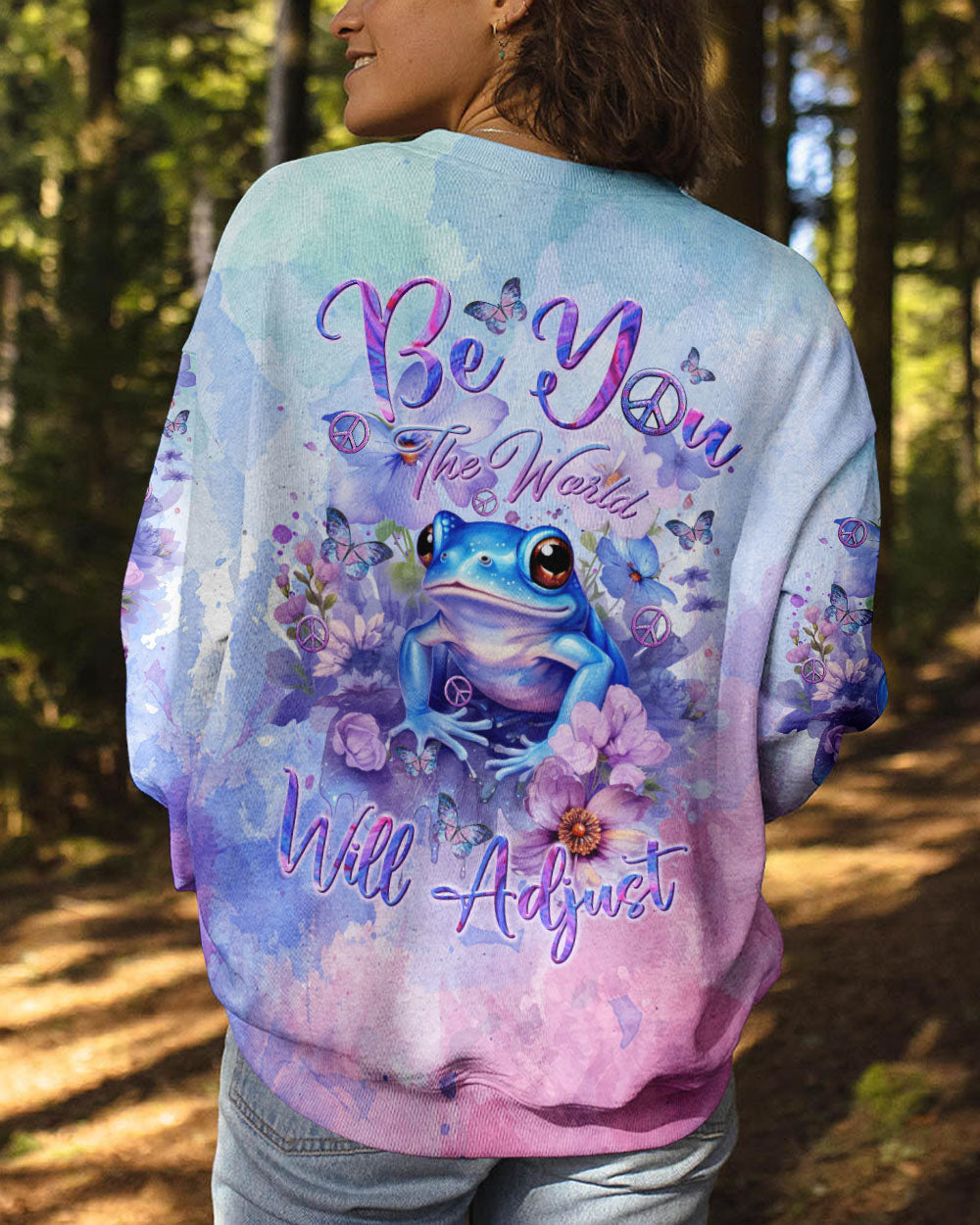 BE YOU THE WORLD WILL ADJUST FROG PURPLE ALL OVER PRINT - TLTR0712231