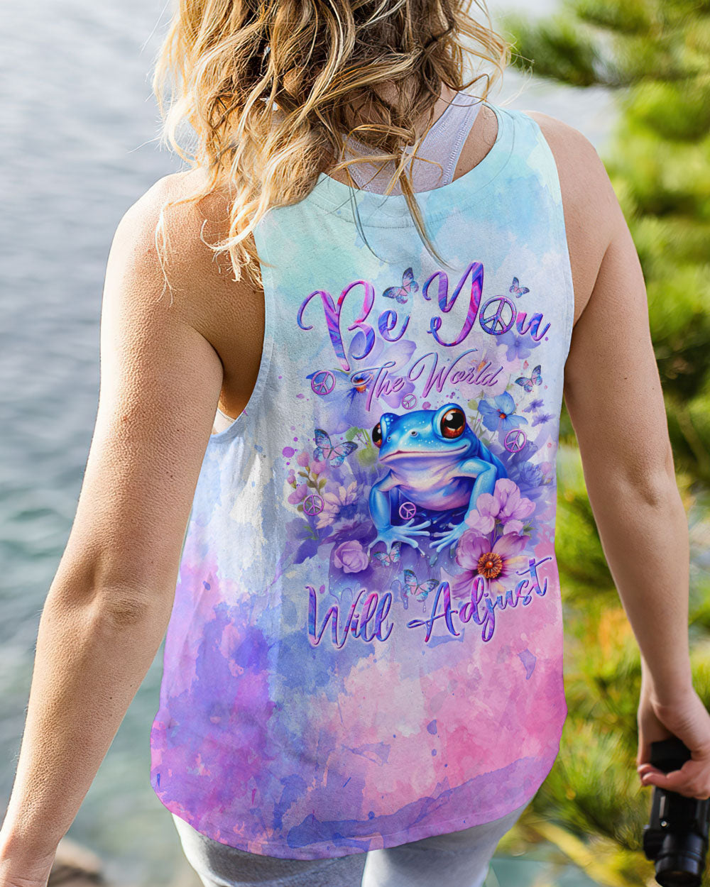BE YOU THE WORLD WILL ADJUST FROG PURPLE ALL OVER PRINT - TLTR0712231