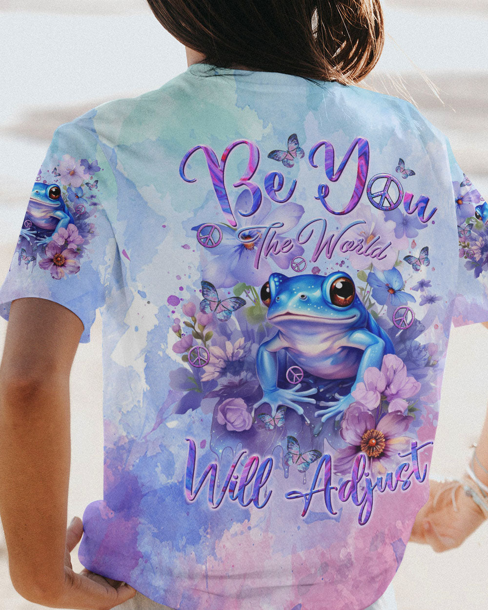 BE YOU THE WORLD WILL ADJUST FROG PURPLE ALL OVER PRINT - TLTR0712231