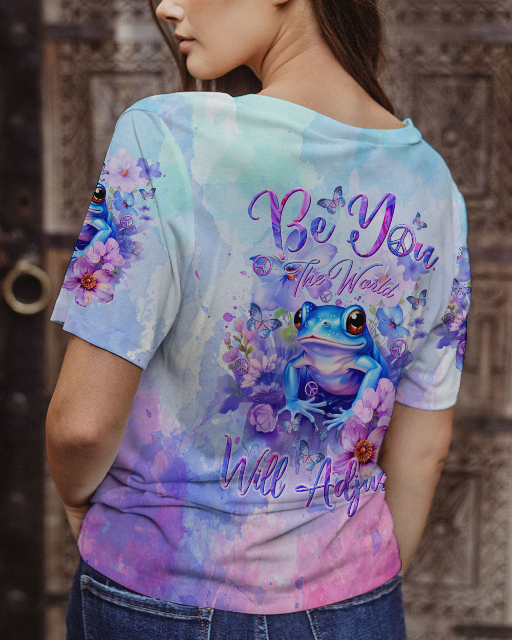 BE YOU THE WORLD WILL ADJUST FROG PURPLE ALL OVER PRINT - TLTR0712231