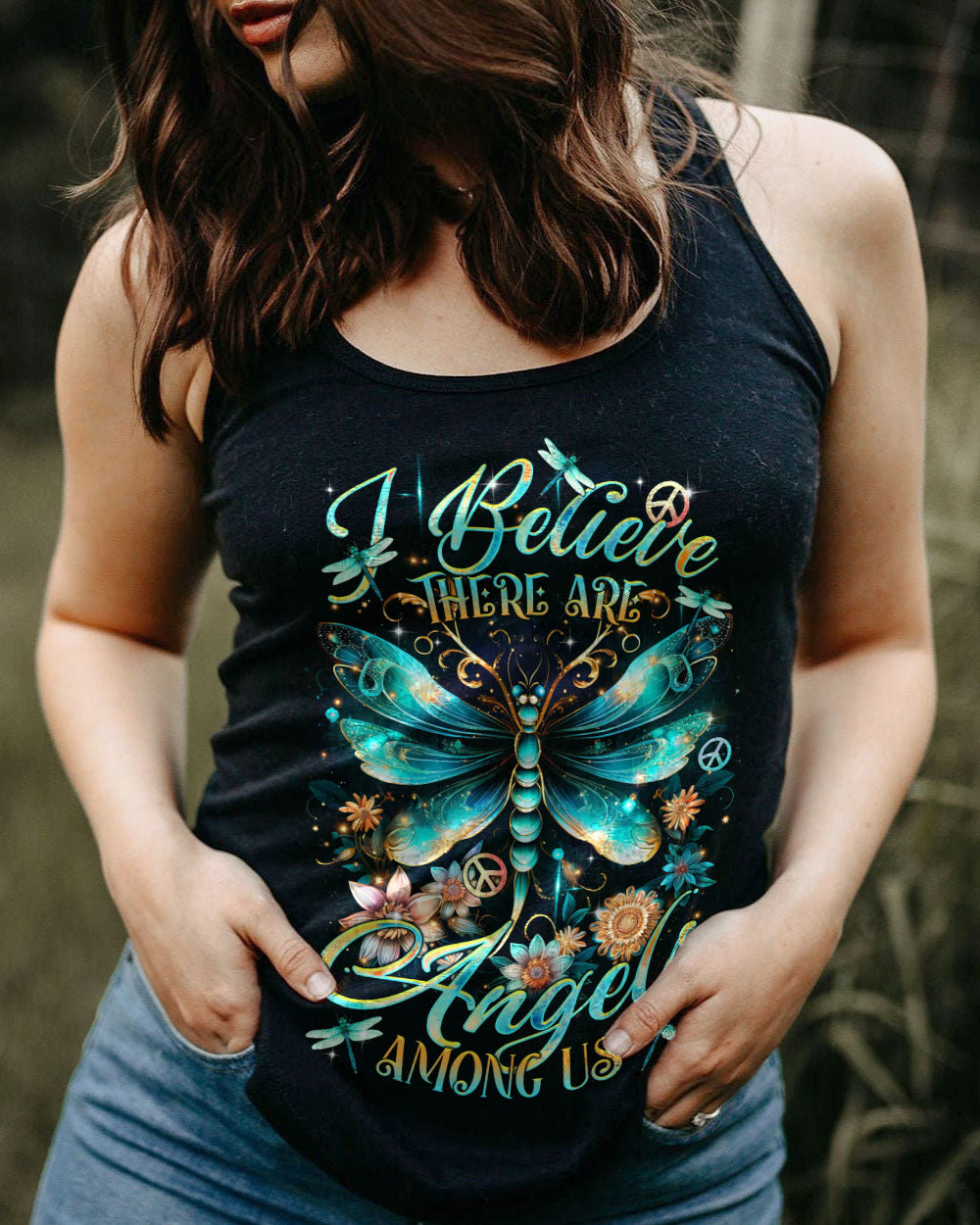I BELIEVE THERE ARE ANGELS AMONG US DRAGONFLY ALL OVER PRINT - TLTR0801245