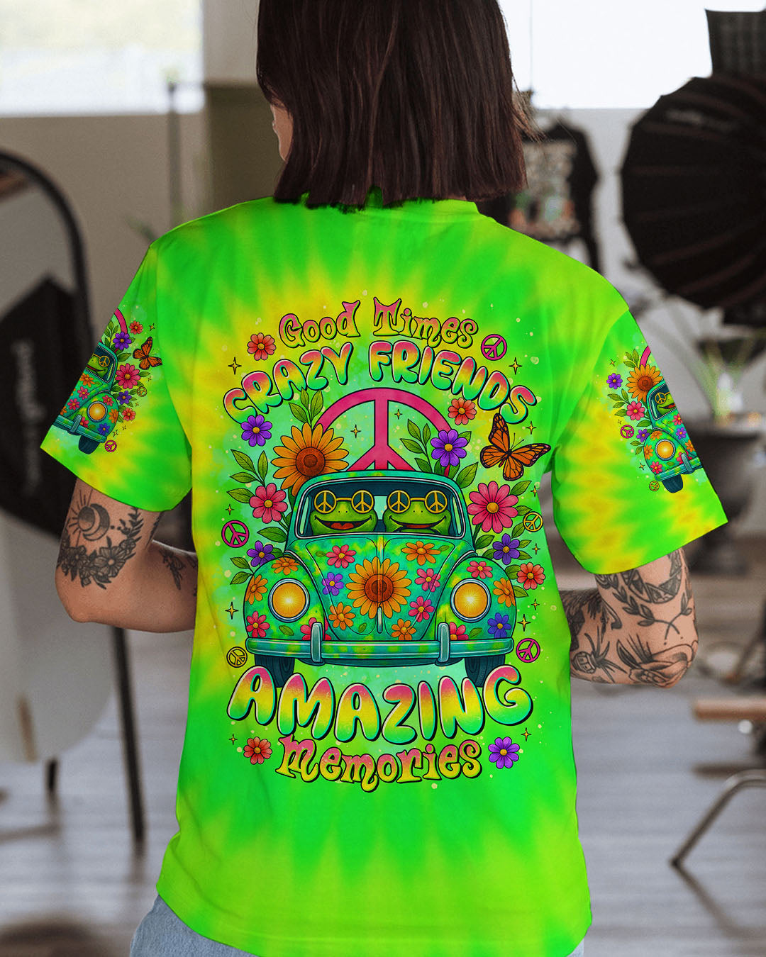 GOOD TIMES CRAZY FRIEND FROG TIE DYE CAR ALL OVER PRINT  - TLTR0805254