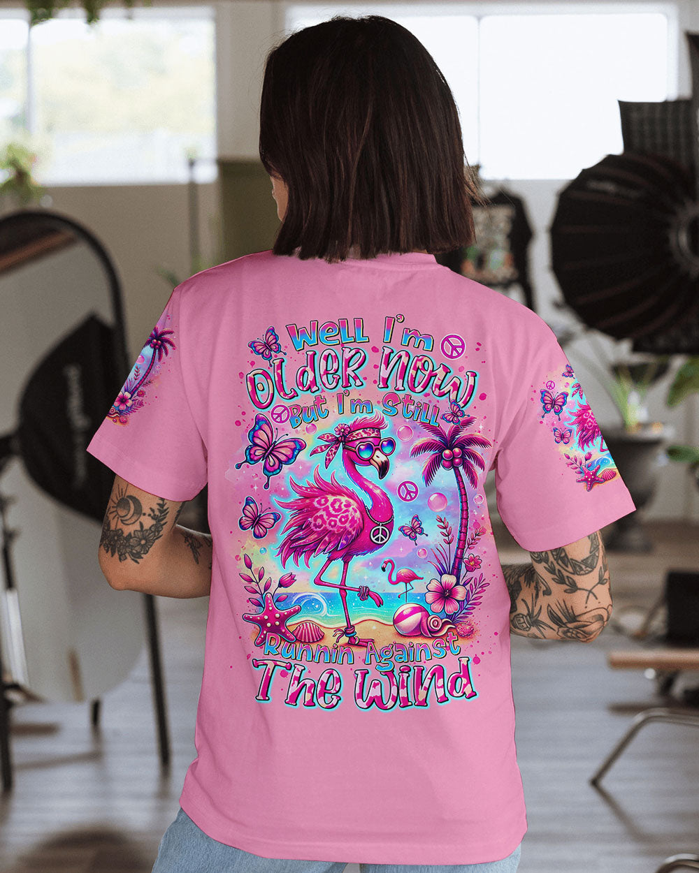 RUNNING AGAINST THE WIND FLAMINGO ALL OVER PRINT - TLTR0808245