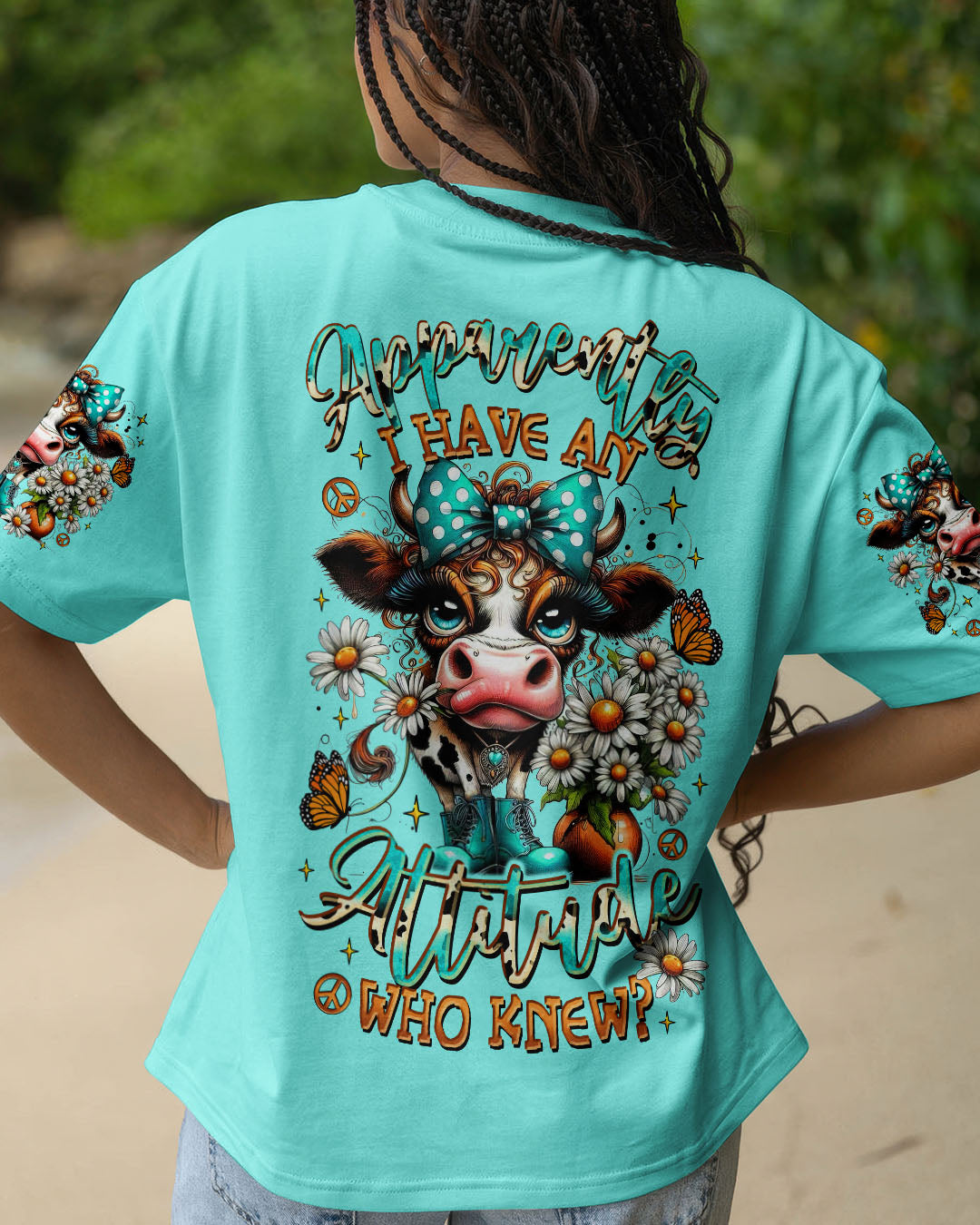 APPARENTLY I HAVE AN ATTITUDE WHO KNEW COW ALL OVER PRINT  - TLTR0907254