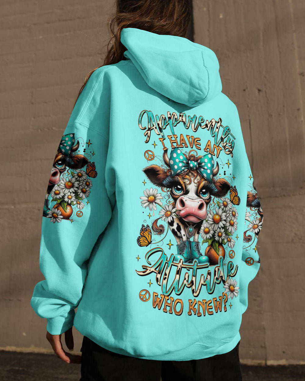 APPARENTLY I HAVE AN ATTITUDE WHO KNEW COW ALL OVER PRINT  - TLTR0907254