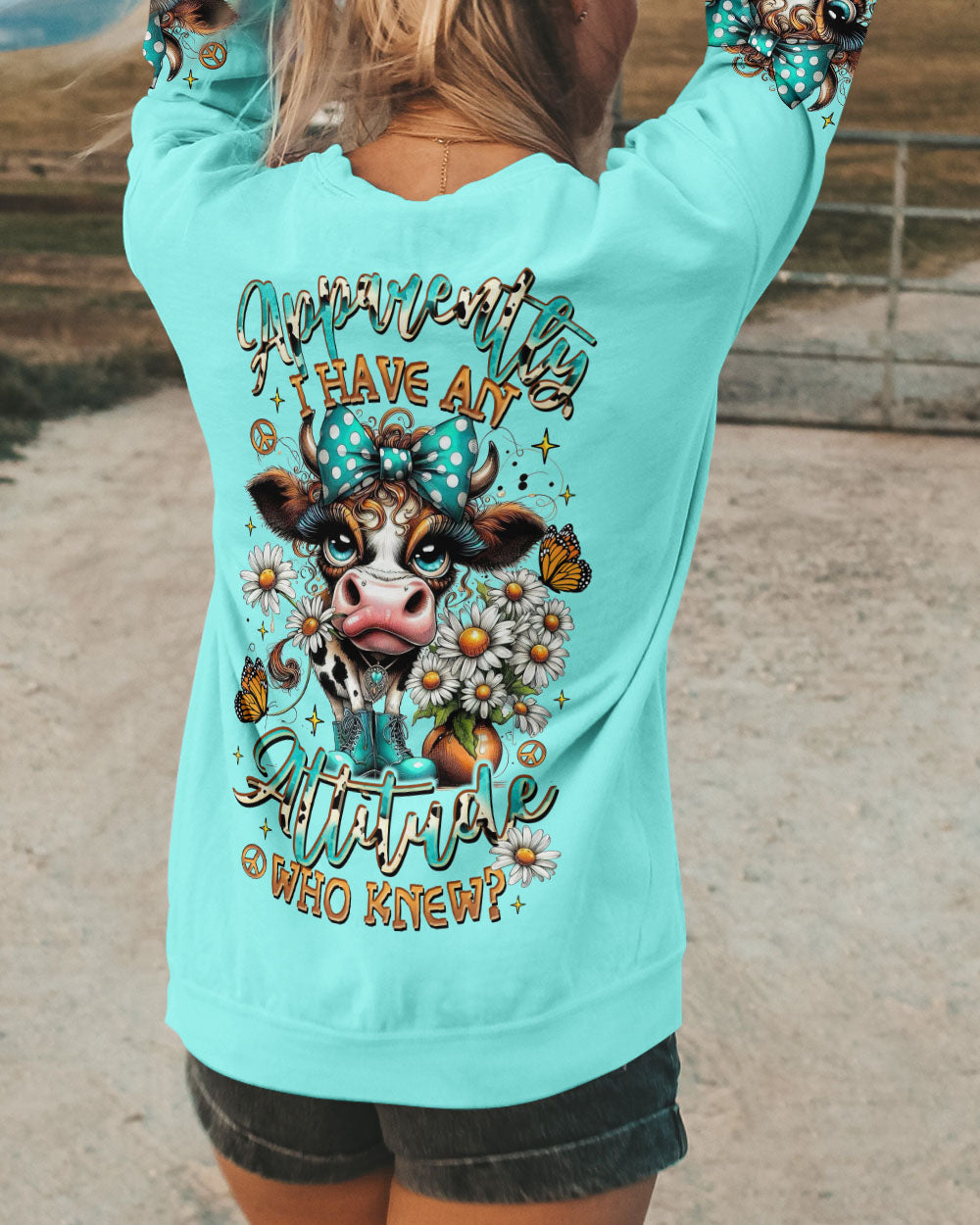 APPARENTLY I HAVE AN ATTITUDE WHO KNEW COW ALL OVER PRINT  - TLTR0907254