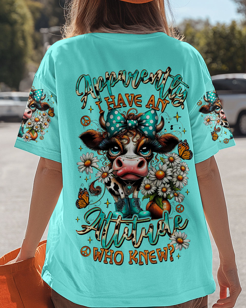APPARENTLY I HAVE AN ATTITUDE WHO KNEW COW ALL OVER PRINT  - TLTR0907254