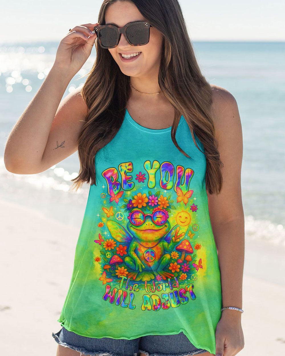 BE YOU THE WORLD WILL ADJUST FROG ALL OVER PRINT  - TLTR1004252