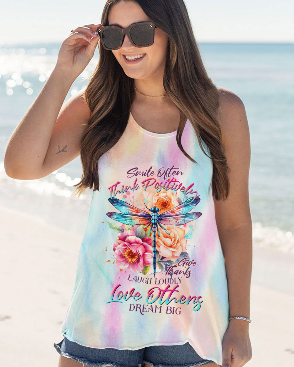 SMILE OFTEN THINK POSITIVELY DRAGONFLY ALL OVER PRINT - TLTR1006232