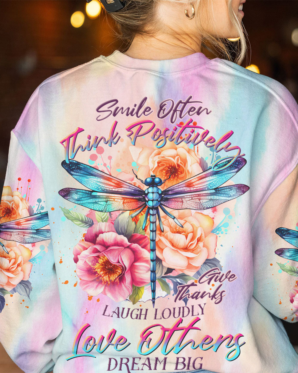 SMILE OFTEN THINK POSITIVELY DRAGONFLY ALL OVER PRINT - TLTR1006232