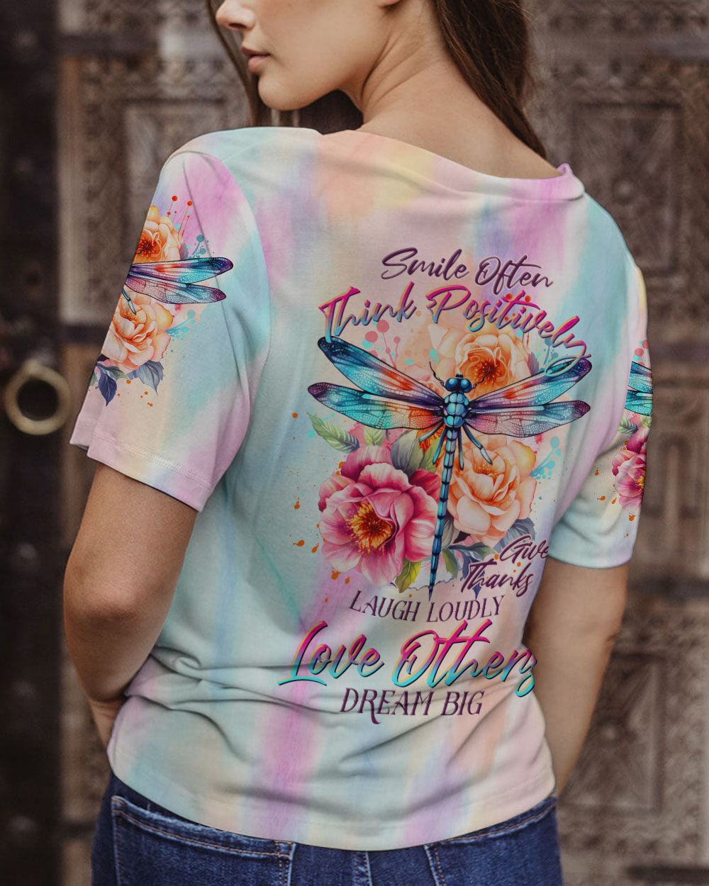 SMILE OFTEN THINK POSITIVELY DRAGONFLY ALL OVER PRINT - TLTR1006232