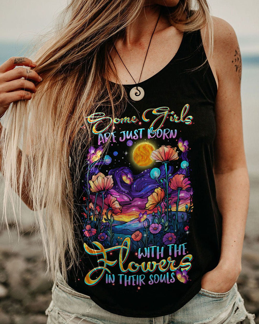 SOME GIRLS ARE JUST BORN FLOWER ALL OVER PRINT - TLTR1010235