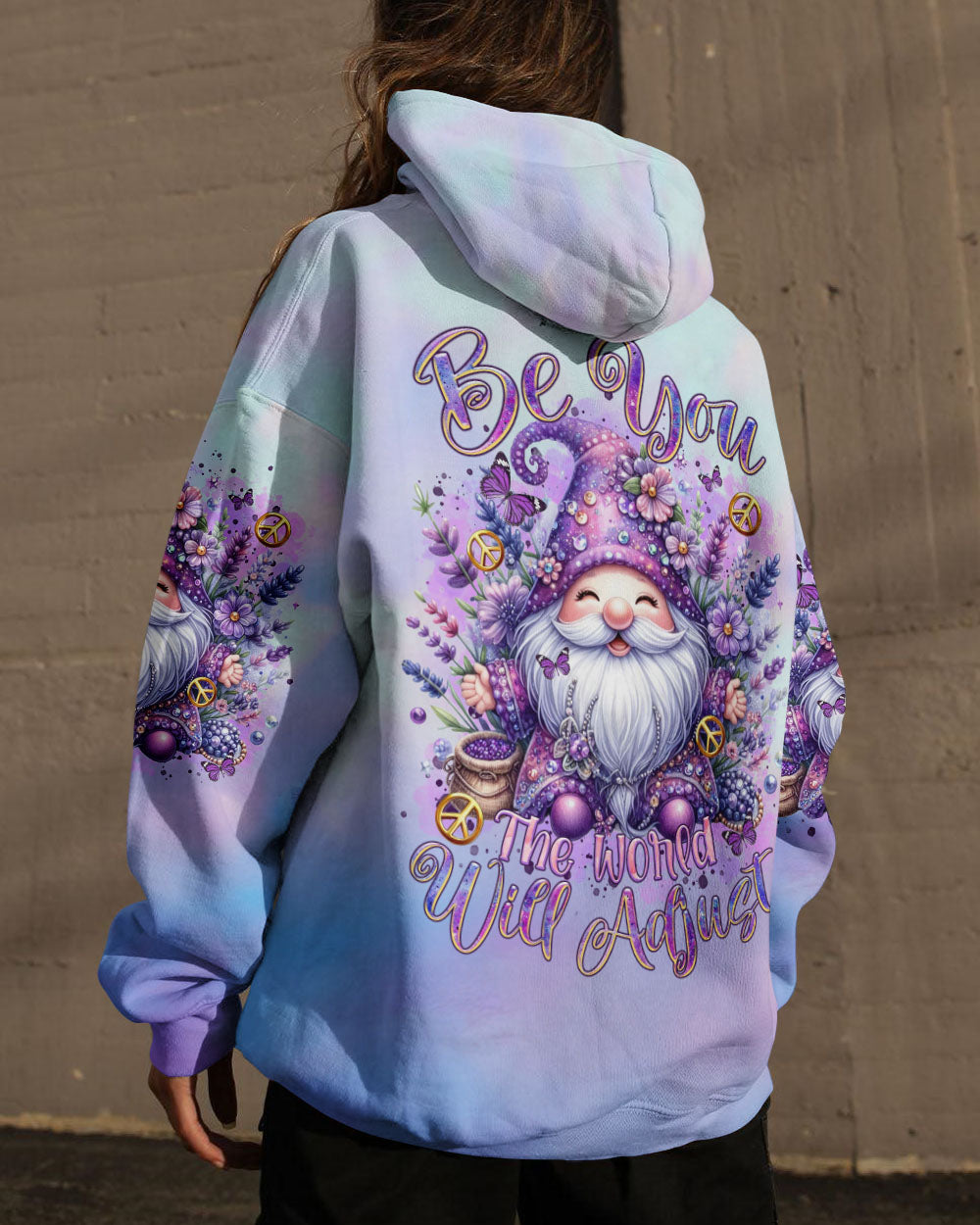 BE YOU THE WORLD WILL ADJUST GNOME LAVENDER ALL OVER PRINT - TLTR1101242