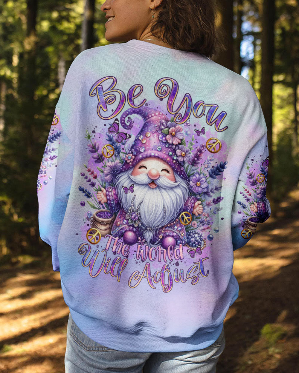 BE YOU THE WORLD WILL ADJUST GNOME LAVENDER ALL OVER PRINT - TLTR1101242