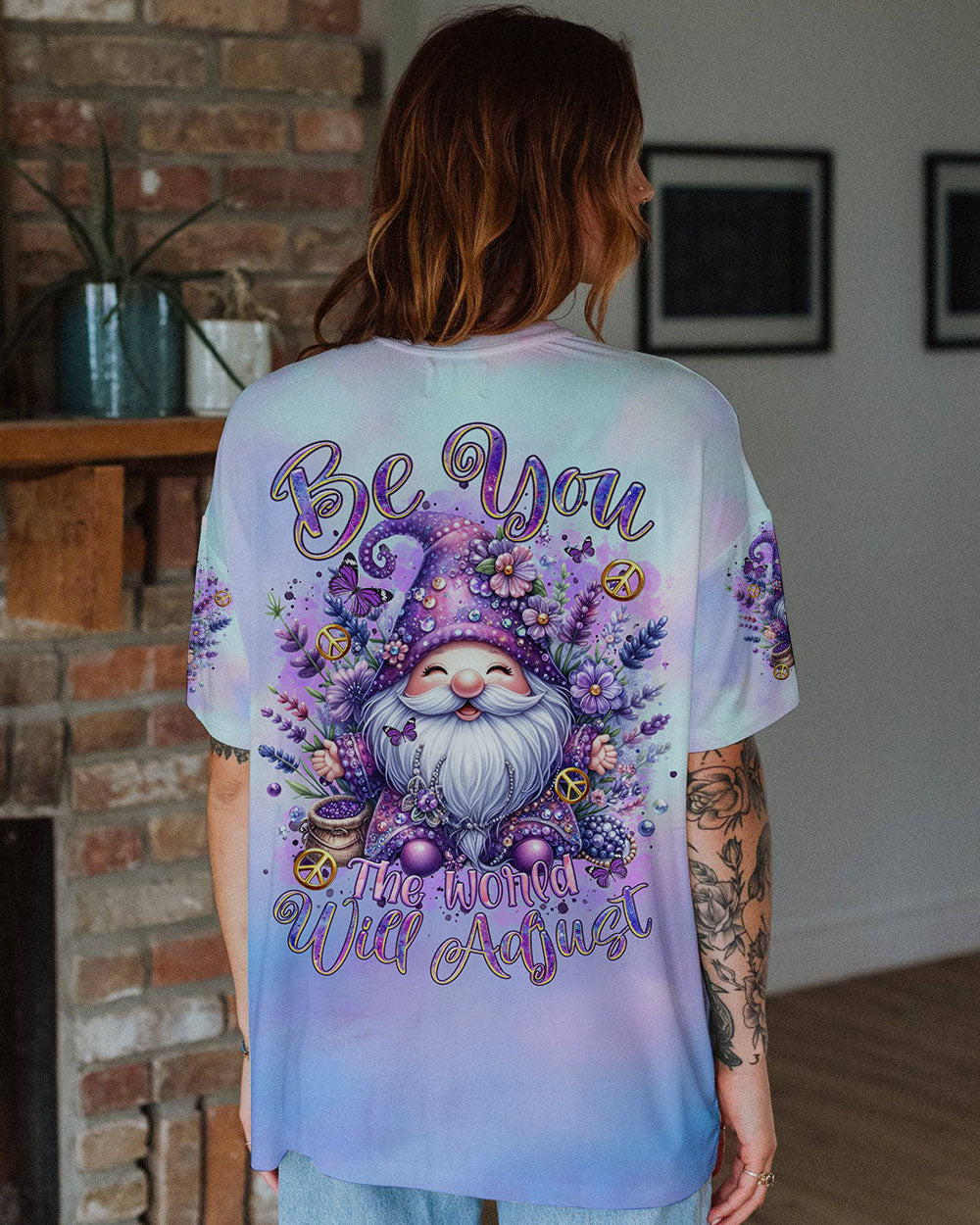 BE YOU THE WORLD WILL ADJUST GNOME LAVENDER ALL OVER PRINT - TLTR1101242