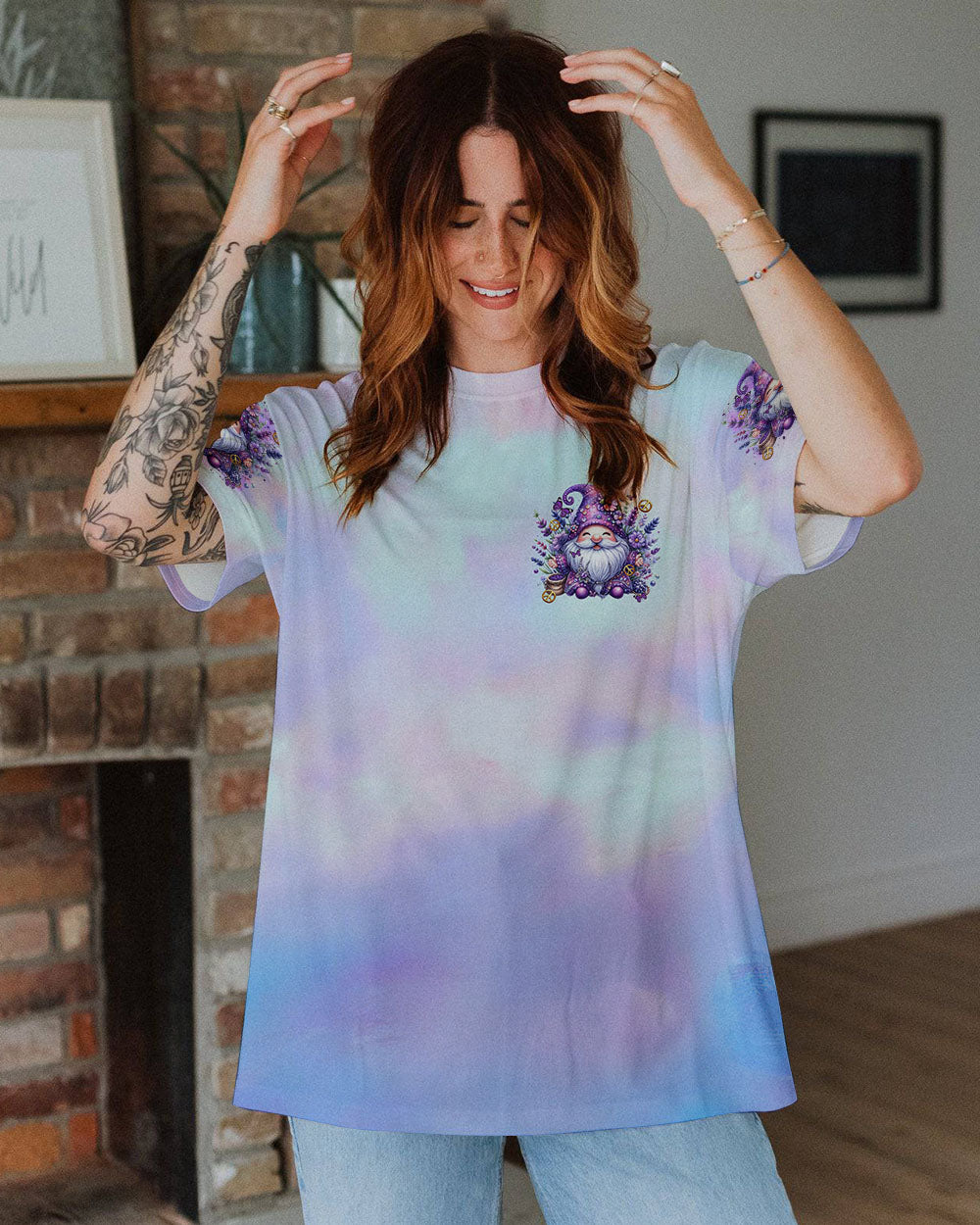 BE YOU THE WORLD WILL ADJUST GNOME LAVENDER ALL OVER PRINT - TLTR1101242