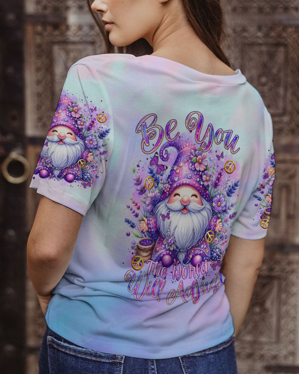 BE YOU THE WORLD WILL ADJUST GNOME LAVENDER ALL OVER PRINT - TLTR1101242