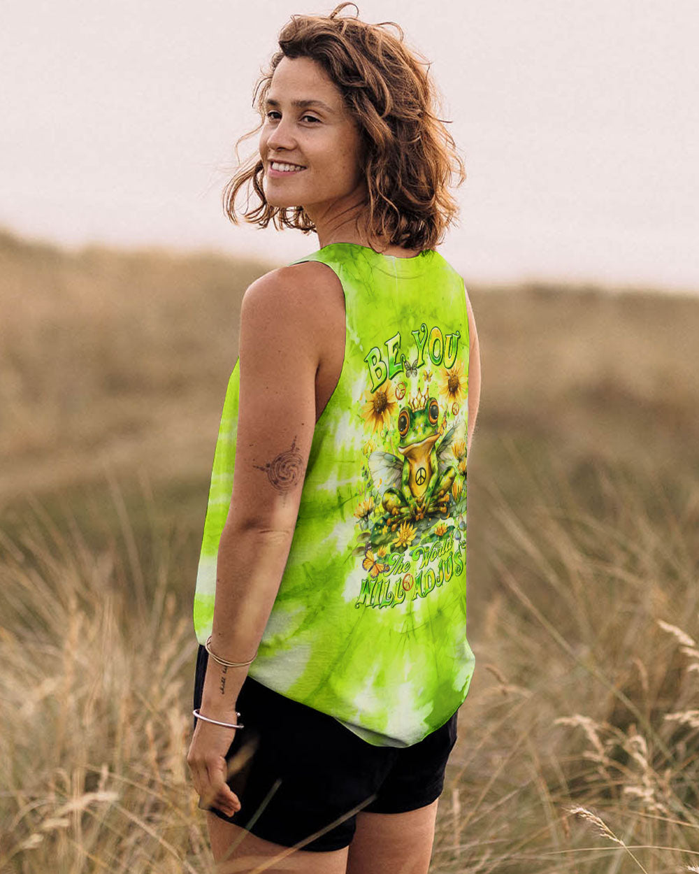 BE YOU THE WORLD WILL ADJUST FROG TIE DYE ALL OVER PRINT - TLTR1107244