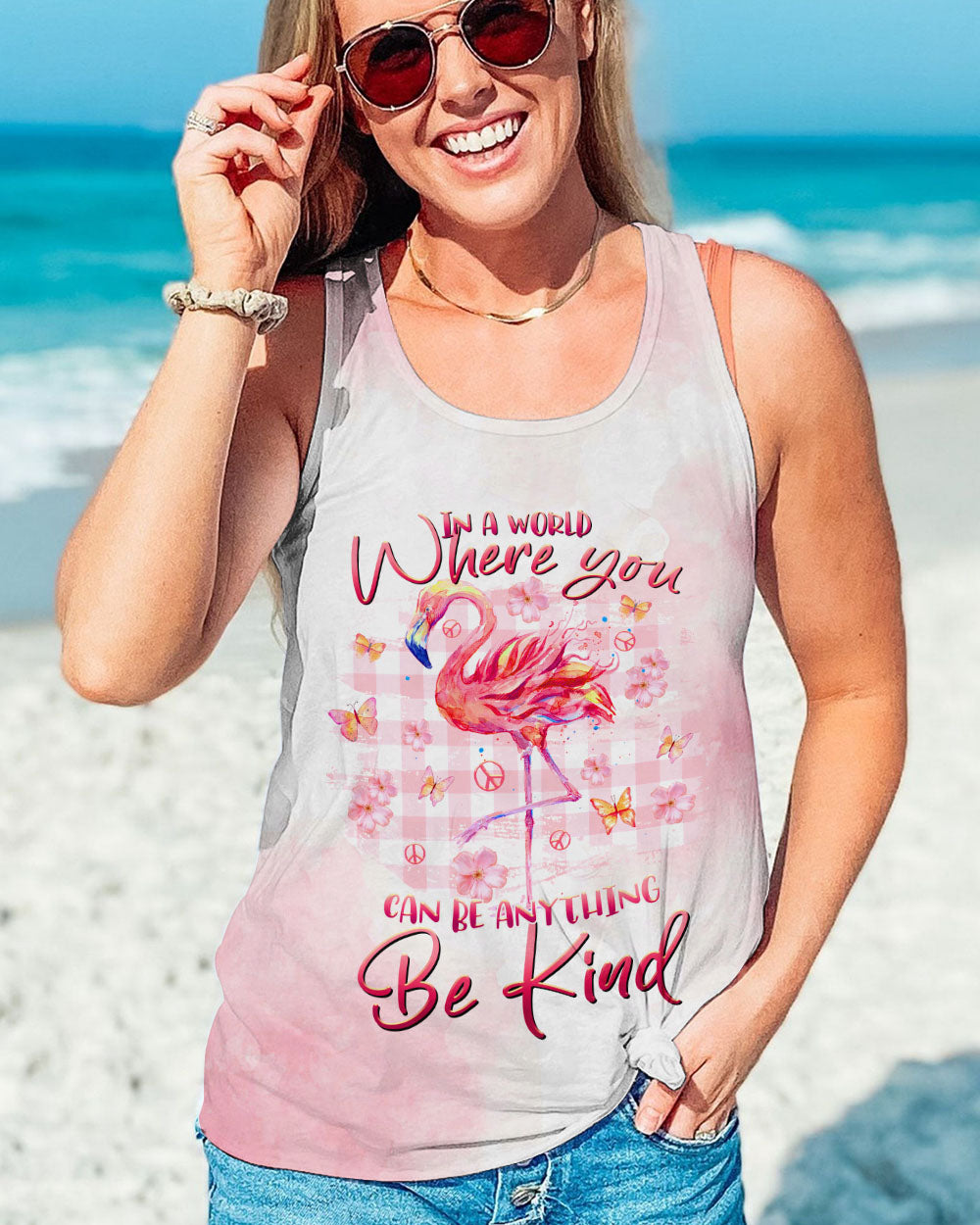 BE KIND FLAMINGO ALL OVER PRINT - TLTR1108232