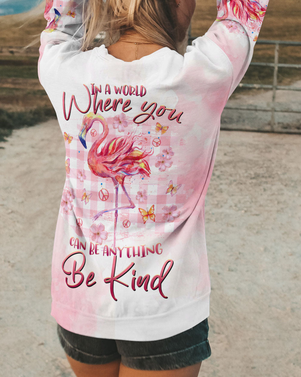 BE KIND FLAMINGO ALL OVER PRINT - TLTR1108232