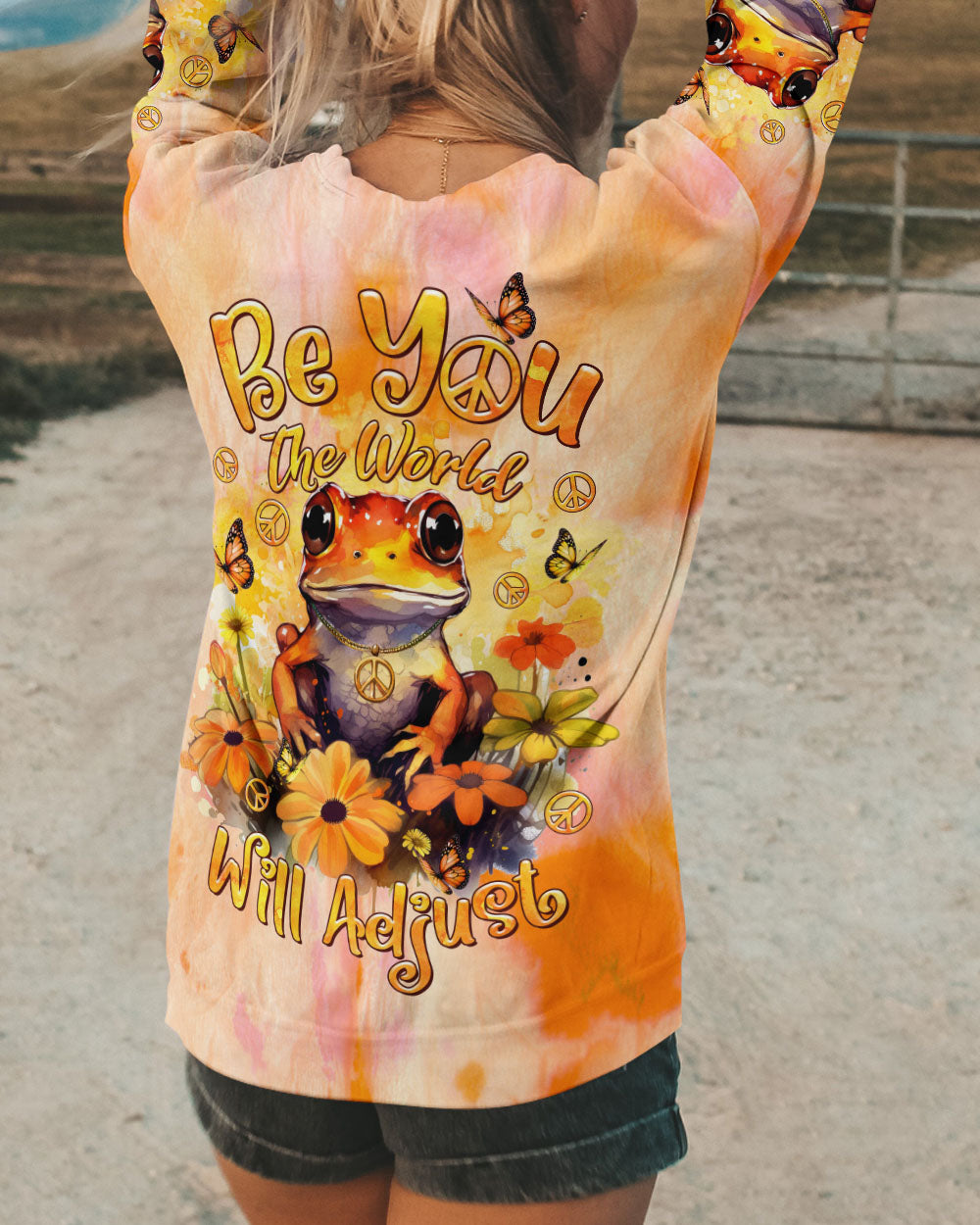 BE YOU THE WORLD WILL ADJUST FROG FLOWER  ALL OVER PRINT - TLTR1112235