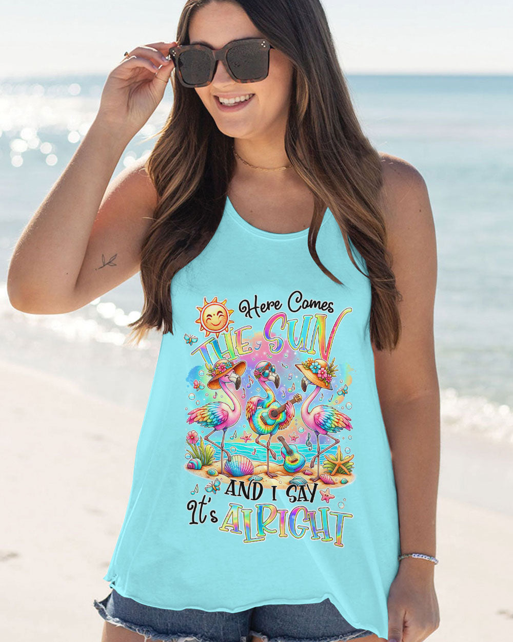 HERE COMES THE SUN FLAMINGO ALL OVER PRINT - TLTR1306245