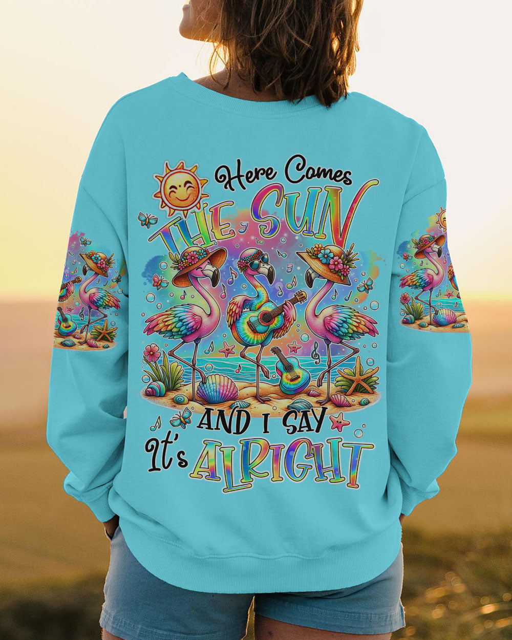 HERE COMES THE SUN FLAMINGO ALL OVER PRINT - TLTR1306245