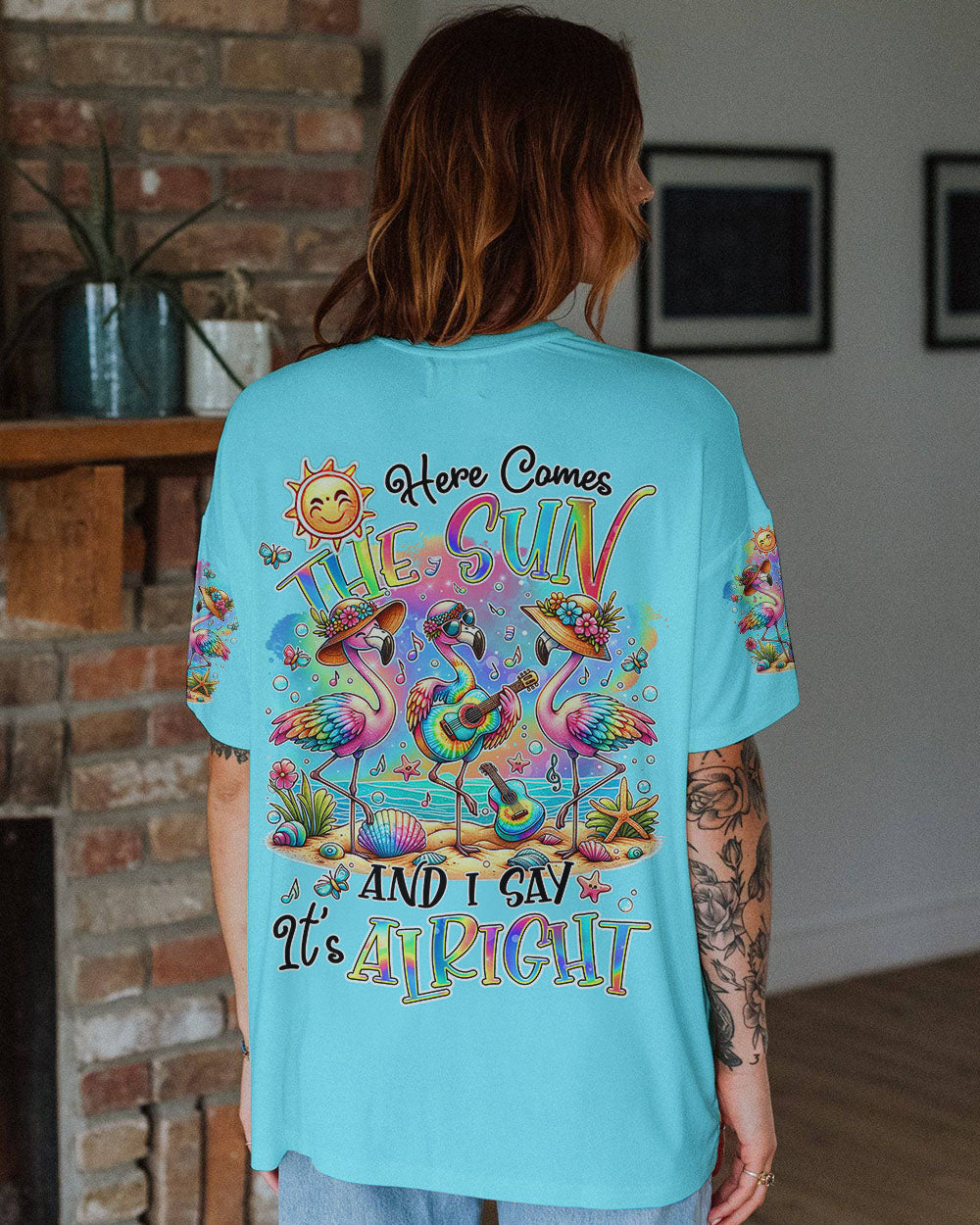 HERE COMES THE SUN FLAMINGO ALL OVER PRINT - TLTR1306245