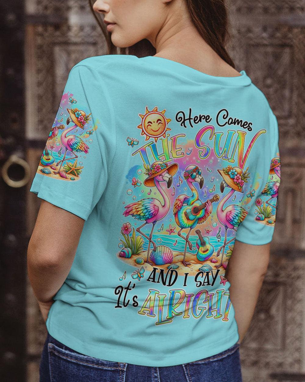 HERE COMES THE SUN FLAMINGO ALL OVER PRINT - TLTR1306245