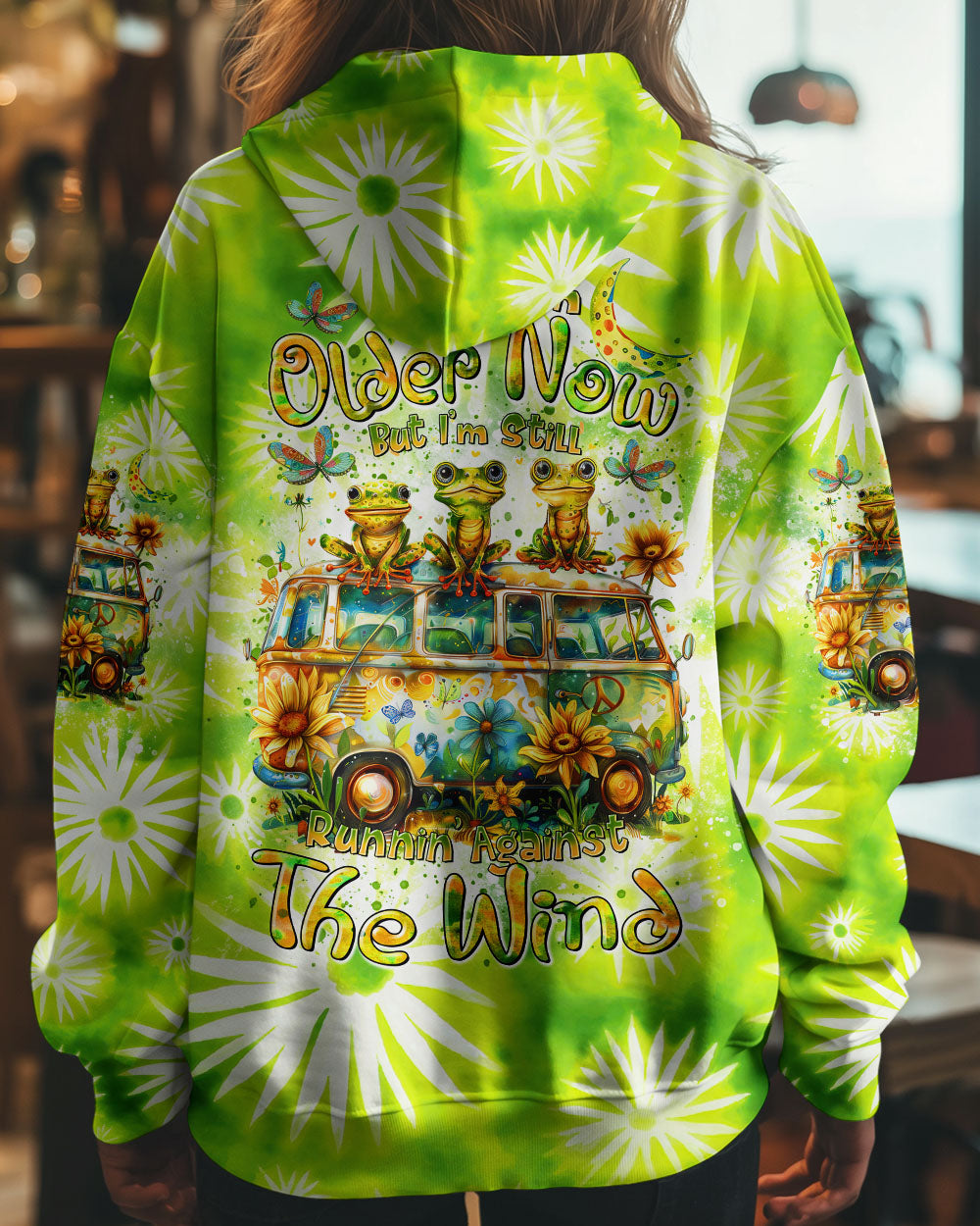 RUNNING AGAINST THE WIND HIPPIE BUS FROG ALL OVER PRINT - TLTR1308243