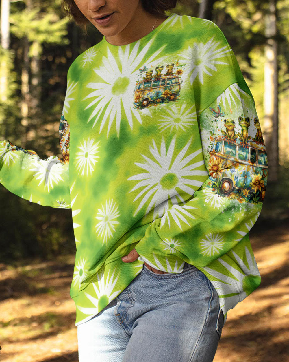 RUNNING AGAINST THE WIND HIPPIE BUS FROG ALL OVER PRINT - TLTR1308243
