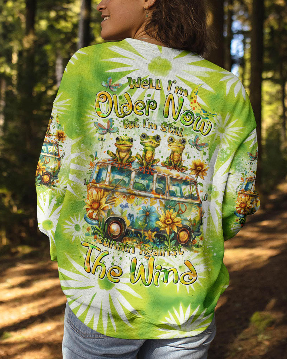 RUNNING AGAINST THE WIND HIPPIE BUS FROG ALL OVER PRINT - TLTR1308243