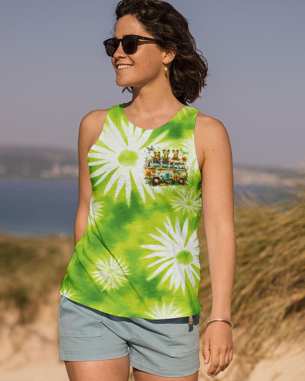 RUNNING AGAINST THE WIND HIPPIE BUS FROG ALL OVER PRINT - TLTR1308243