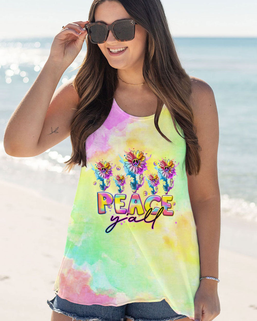 PEACE Y'ALL DAISY ALL OVER PRINT - TLTR1407233