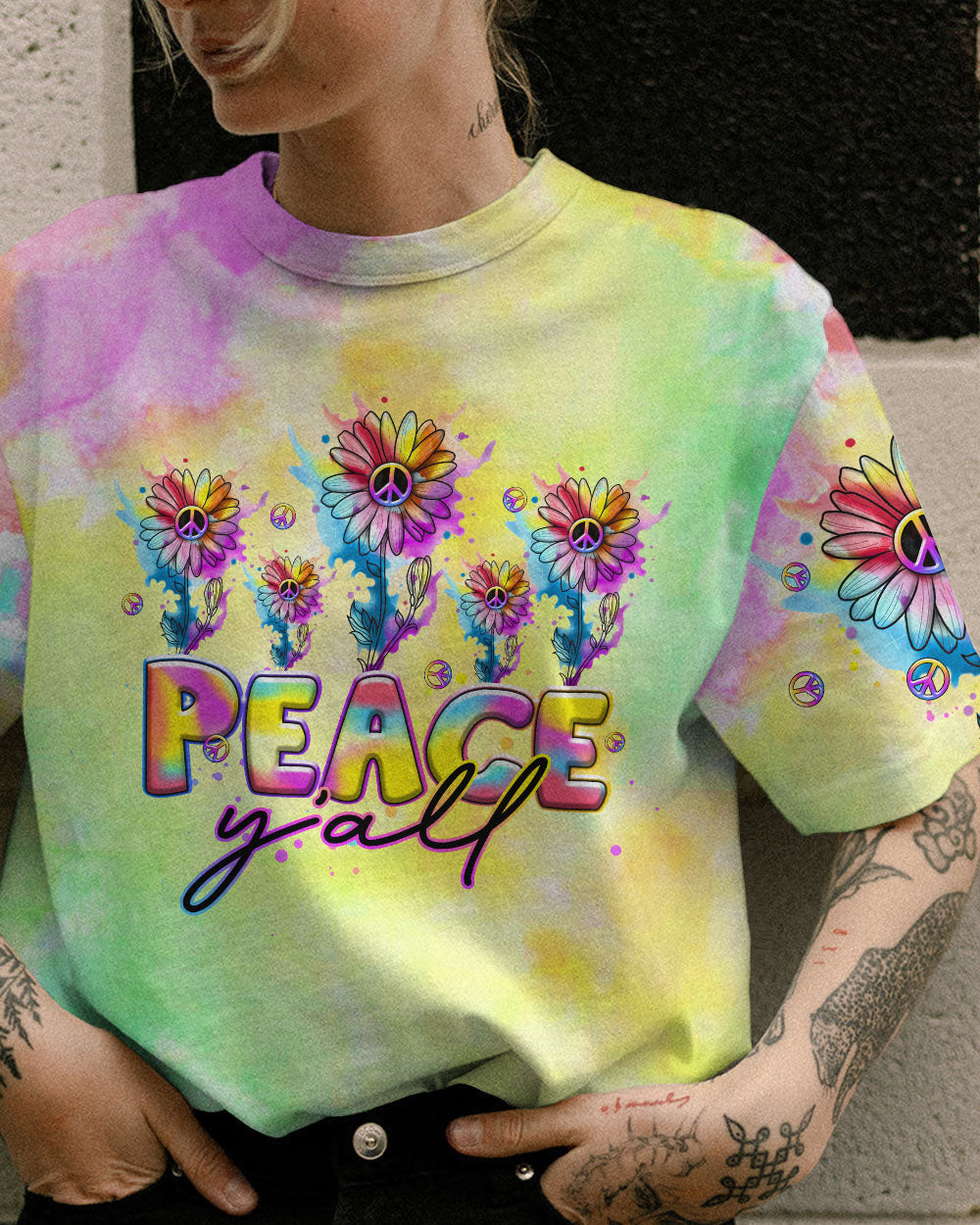 PEACE Y'ALL DAISY ALL OVER PRINT - TLTR1407233
