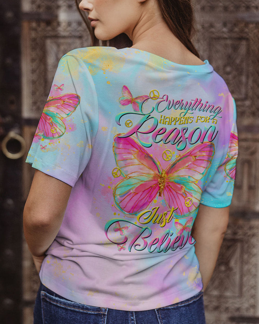 JUST BELIEVE BUTTERFLY ALL OVER PRINT - TLTR1408232