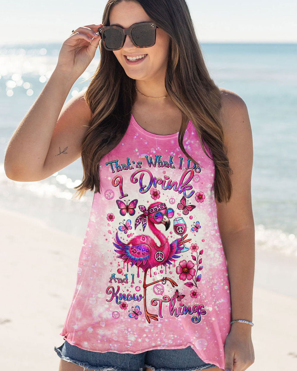 I DRINK AND I KNOW THINGS FLAMINGO ALL OVER PRINT - TLTR1507242
