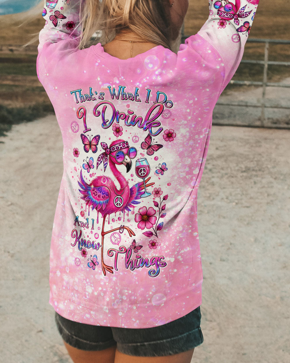 I DRINK AND I KNOW THINGS FLAMINGO ALL OVER PRINT - TLTR1507242