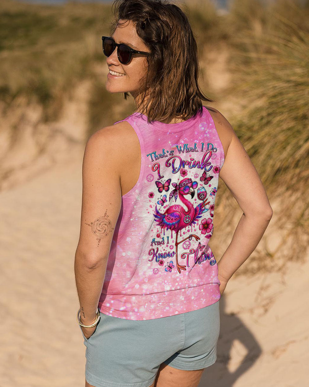 I DRINK AND I KNOW THINGS FLAMINGO ALL OVER PRINT - TLTR1507242