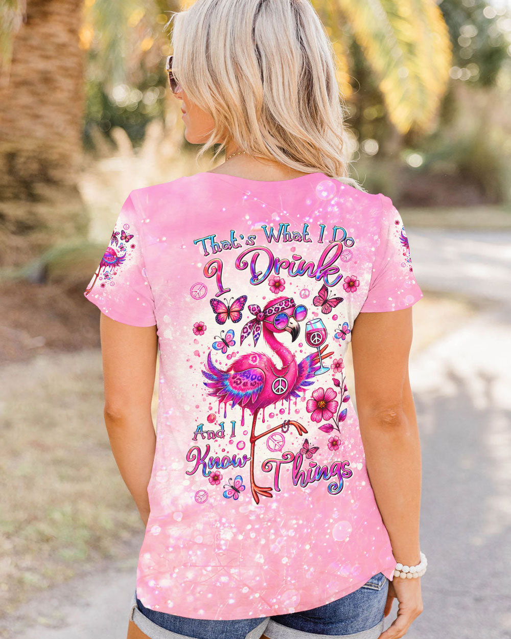 I DRINK AND I KNOW THINGS FLAMINGO ALL OVER PRINT - TLTR1507242
