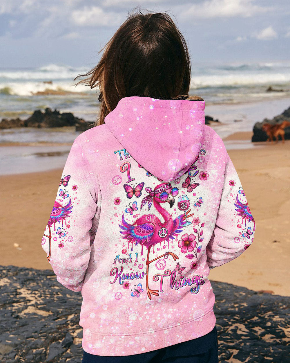 I DRINK AND I KNOW THINGS FLAMINGO ALL OVER PRINT - TLTR1507242