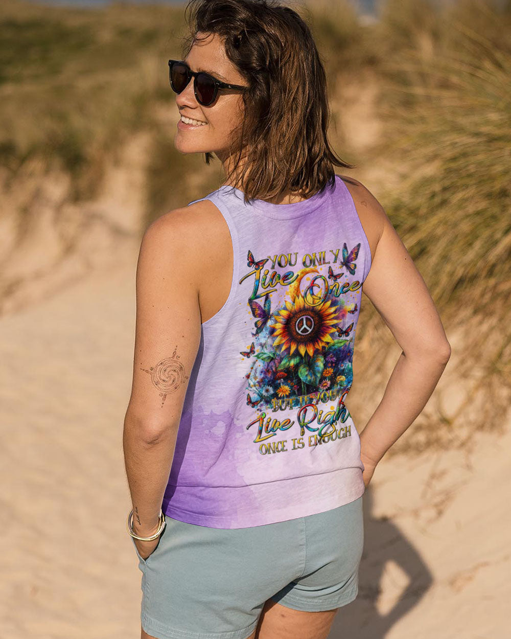 YOU ONLY LIVE ONCE SUNFLOWER ALL OVER PRINT - TLTR1508245