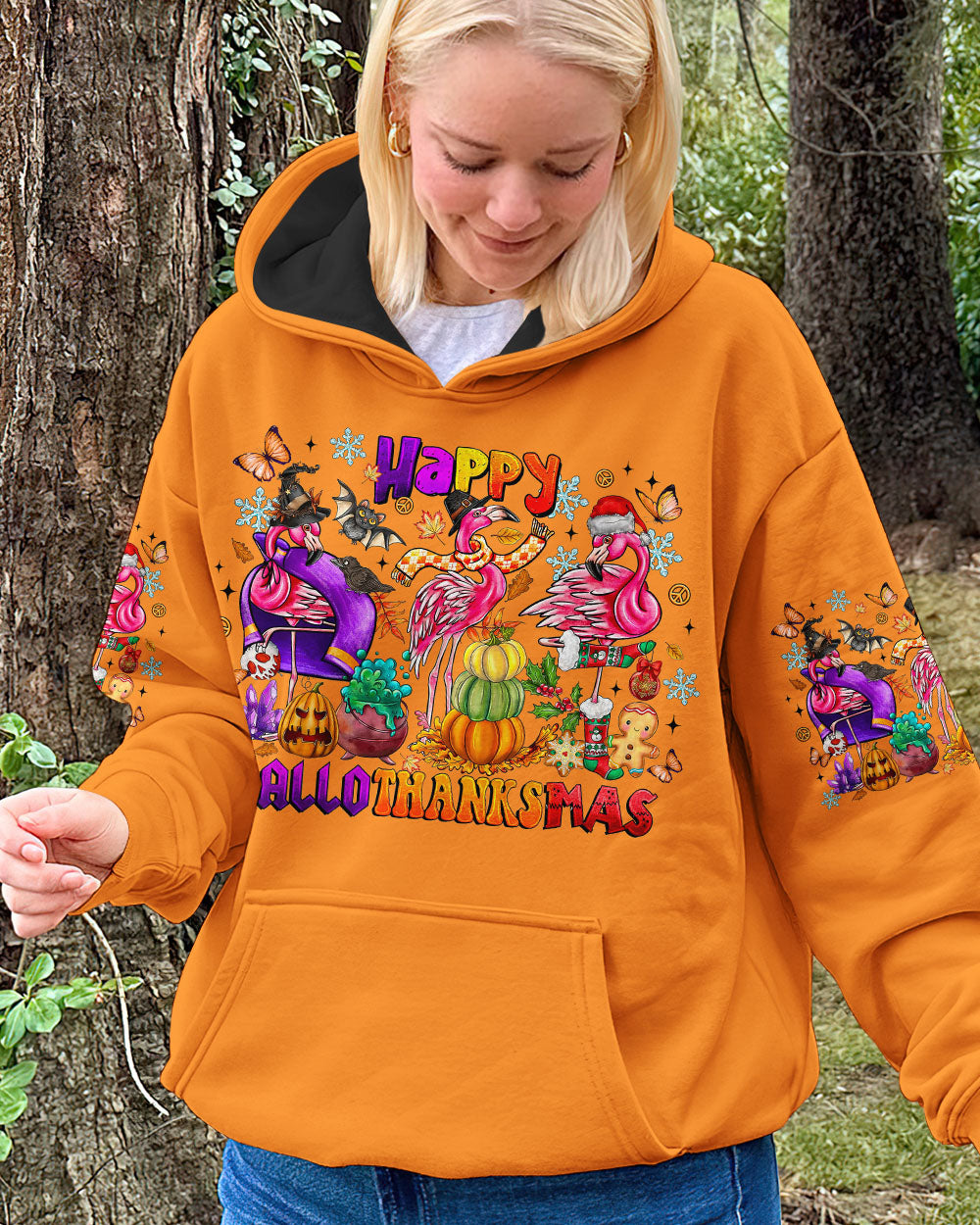HAPPY HALLOTHANKSMAS  FLAMINGO ALL OVER PRINT - TLTR1508251