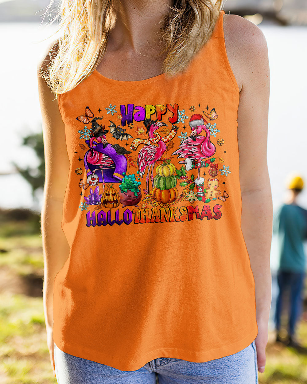 HAPPY HALLOTHANKSMAS  FLAMINGO ALL OVER PRINT - TLTR1508251