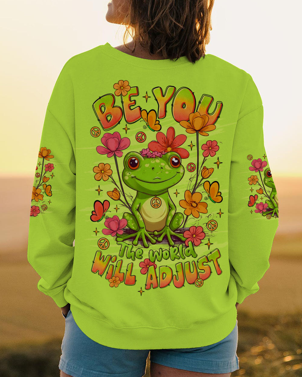 BE YOU THE WORLD WILL ADJUST FROG ALL OVER PRINT - TLTR1508252