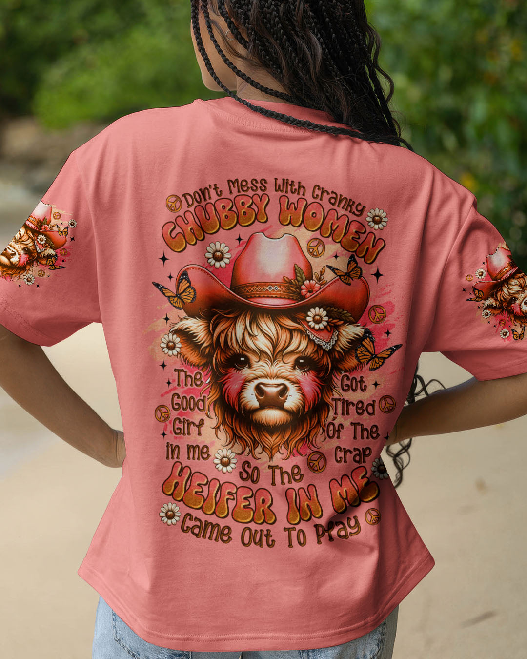 DON'T MESS WITH CRANKY CHUBBY WOMEN COW ALL OVER PRINT - TLTR1709252