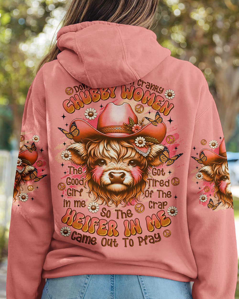 DON'T MESS WITH CRANKY CHUBBY WOMEN COW ALL OVER PRINT - TLTR1709252