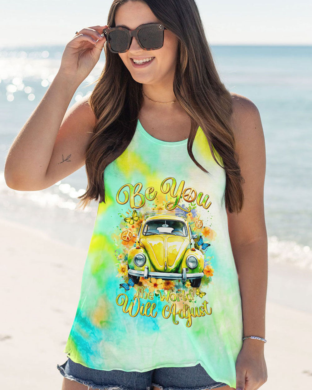 BE YOU THE WORLD WILL ADJUST CAR FLOWER ALL OVER PRINT - TLTR1801243