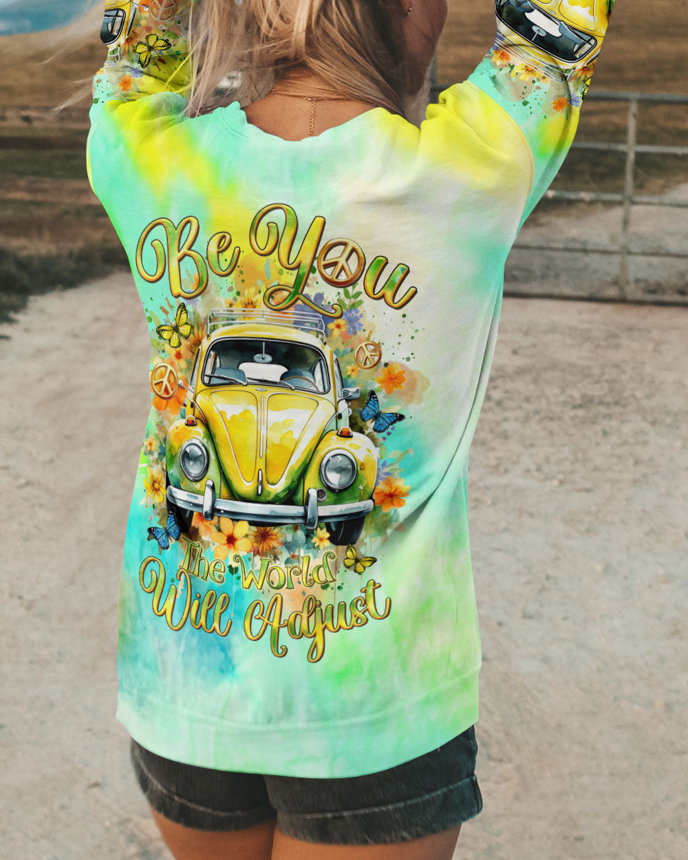 BE YOU THE WORLD WILL ADJUST CAR FLOWER ALL OVER PRINT - TLTR1801243